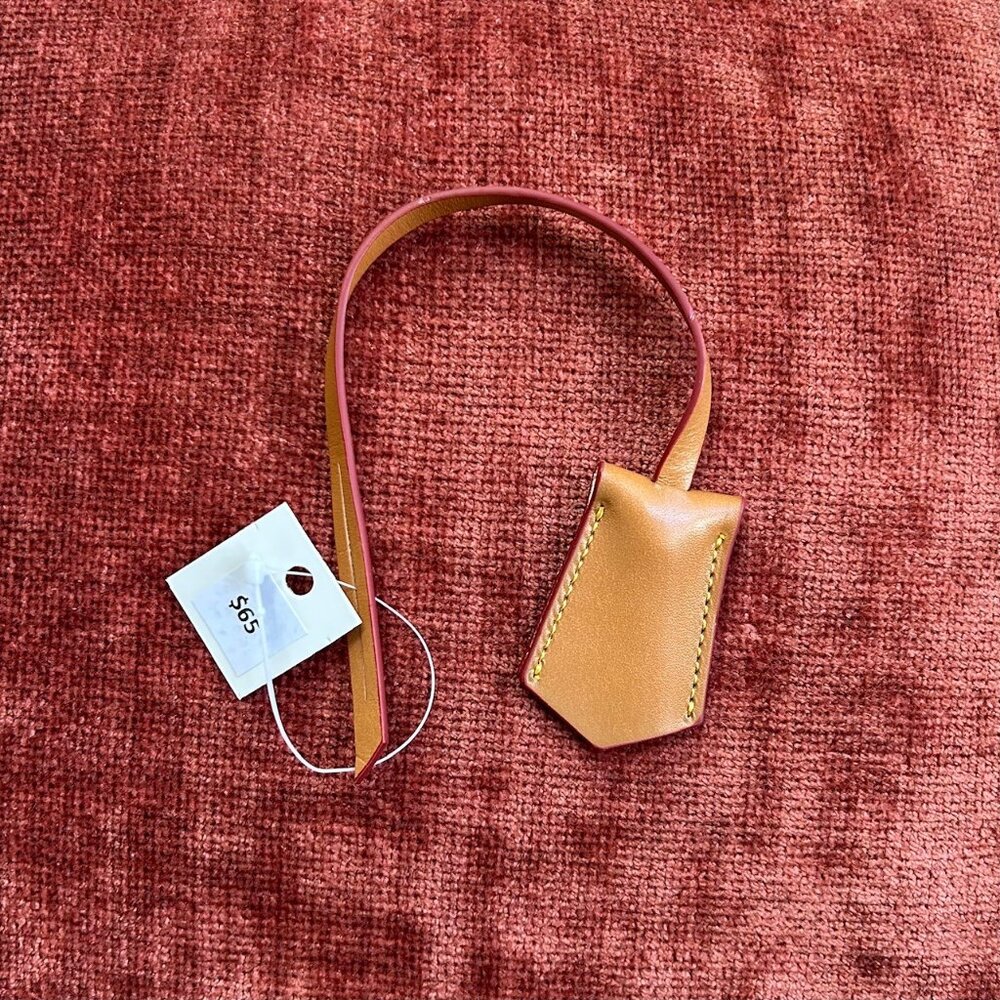 New VACHETTA LEATHER COWHIDE KEY BELL CLOCHETTE Luggage Tag, Tan - Picture 4 of 4